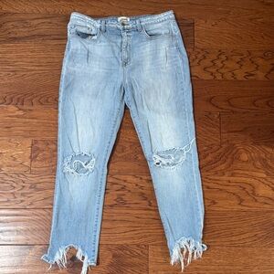 L'AGENCE Light Blue Distressed Ankle Jeans
